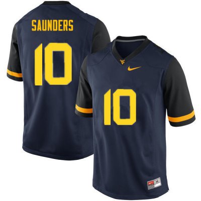 Men's West Virginia Mountaineers NCAA #10 Cody Saunders Navy Authentic Nike Stitched College Football Jersey VP15D76CZ